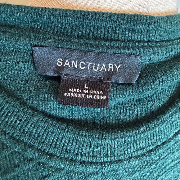 Sanctuary Dark Green Ribbed Crewneck Top/Sweater - Picture 5 of 6